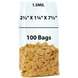 Gusseted Polypropylene Bags 1.5 Mil 2.5 inch X 1.25 inch X 7.5 inch Size Pack of 100 Bags