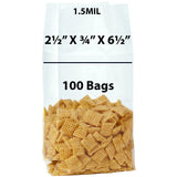 Clear Gusseted Polypropylene Bags 1.5 Mil 2.5X0.75X6.5 inches 100 Bags