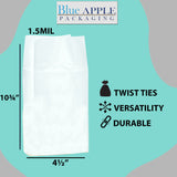 Gusseted Polypropylene Bags 1.5 Mil 4.5X2.75X10.75 Flat Open Top