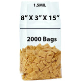 Gusseted Polypropylene Bags 1.5 Mil 8X3X15 inches 2000 Bags