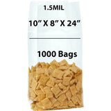 Gusseted Polypropylene Bags 1.5 Mil 10X8X24 inches 1000 Bags