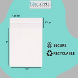 10X8+3 inches Lip and Tape Resealable Bags Co-Extruded 1.25 Mil PPE