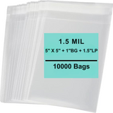 5X5+1BG+1.5LP inches Lip and Tape Resealable Bags Co-Extruded 1.5 Mil PPE