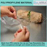 6X6+1.5 inches Lip and Tape Resealable Bags Co-Extruded 1.25 Mil PPE