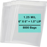 6X6+1.5 inches Lip and Tape Resealable Bags Co-Extruded 1.25 Mil PPE