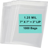 7X7+3 inches Lip and Tape Resealable Bags Co-Extruded 1.25 Mil PPE