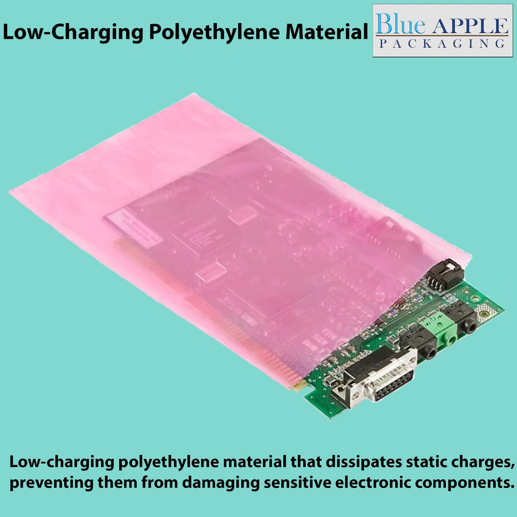 4x6 Pink Anti Static Poly Bags, 6 Mil, Flat