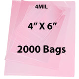 Anti Static Bags Flat 4 Mil 4 inch (width) X 6 inch (Height) Pack of 2000 Bags