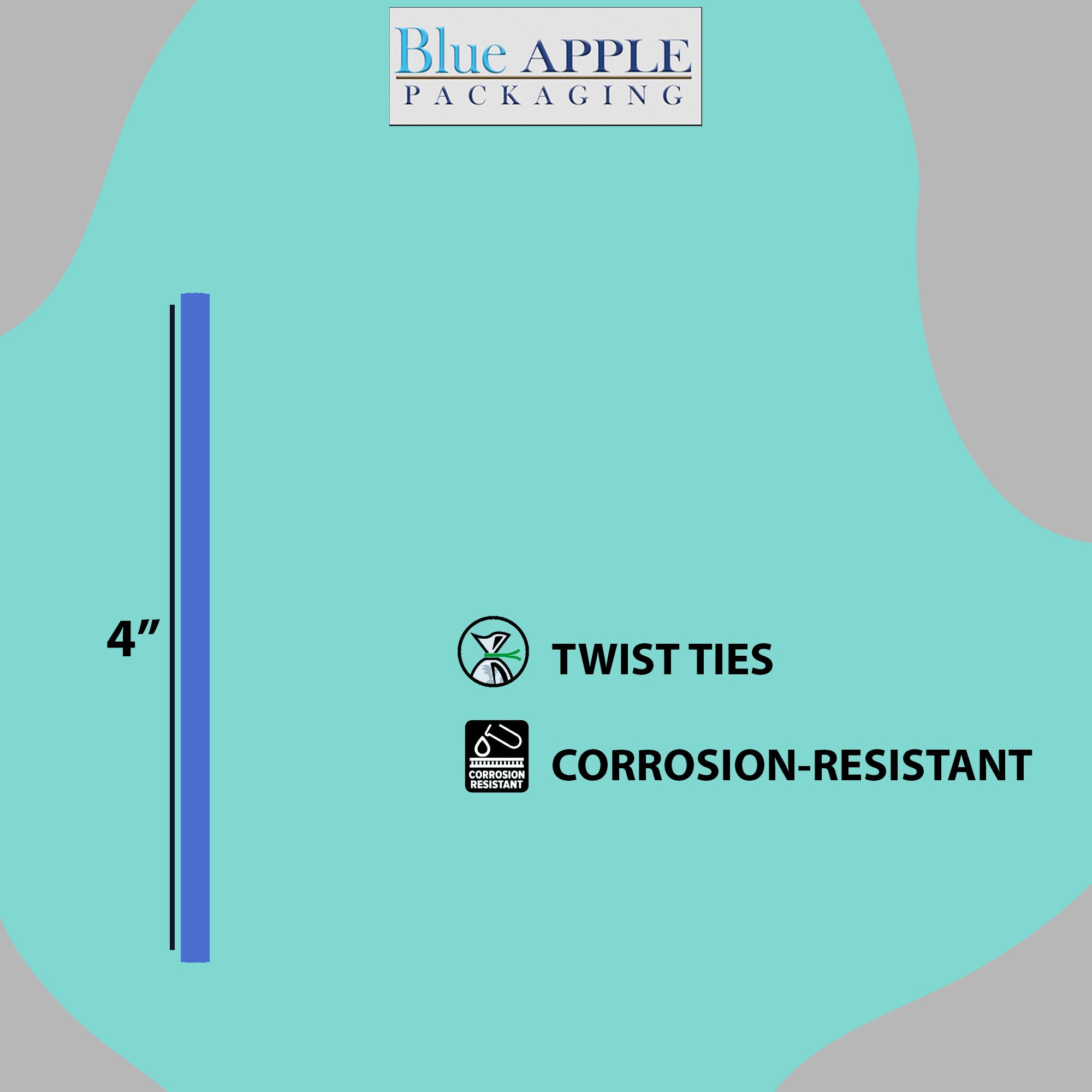 Blue Plastic Twist Ties for Bags Size 4"
