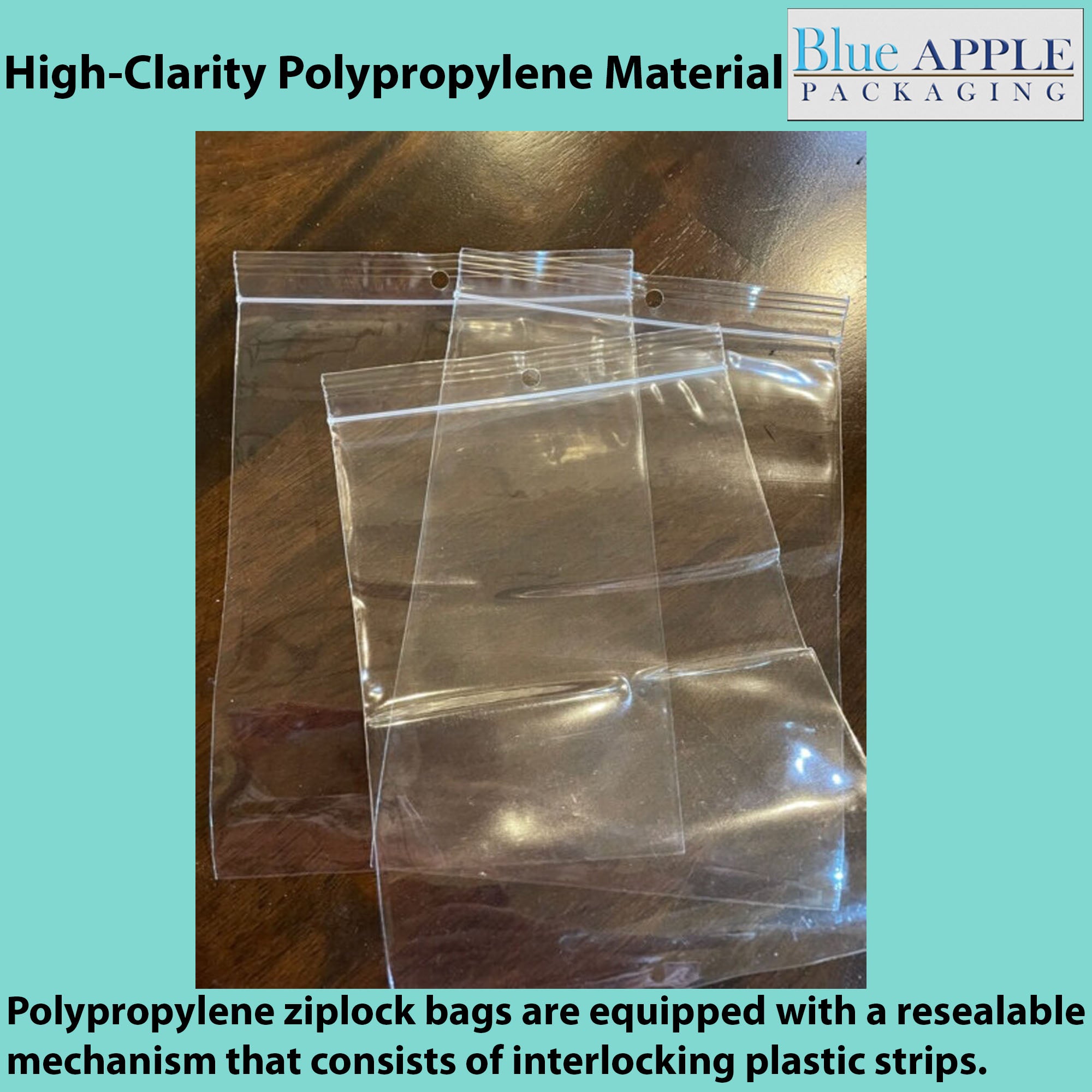 Polypropylene ZipLock Bags 2 Mil 6"X8" Hang Hole Clear