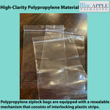 Polypropylene Zip-lock Bags 2 Mil size 8 inch (width) X 10 inch (Height)