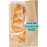 3.5X2.25X7.25 inches Paper Sandwich Bags 80 GSM Kraft w/OPP
