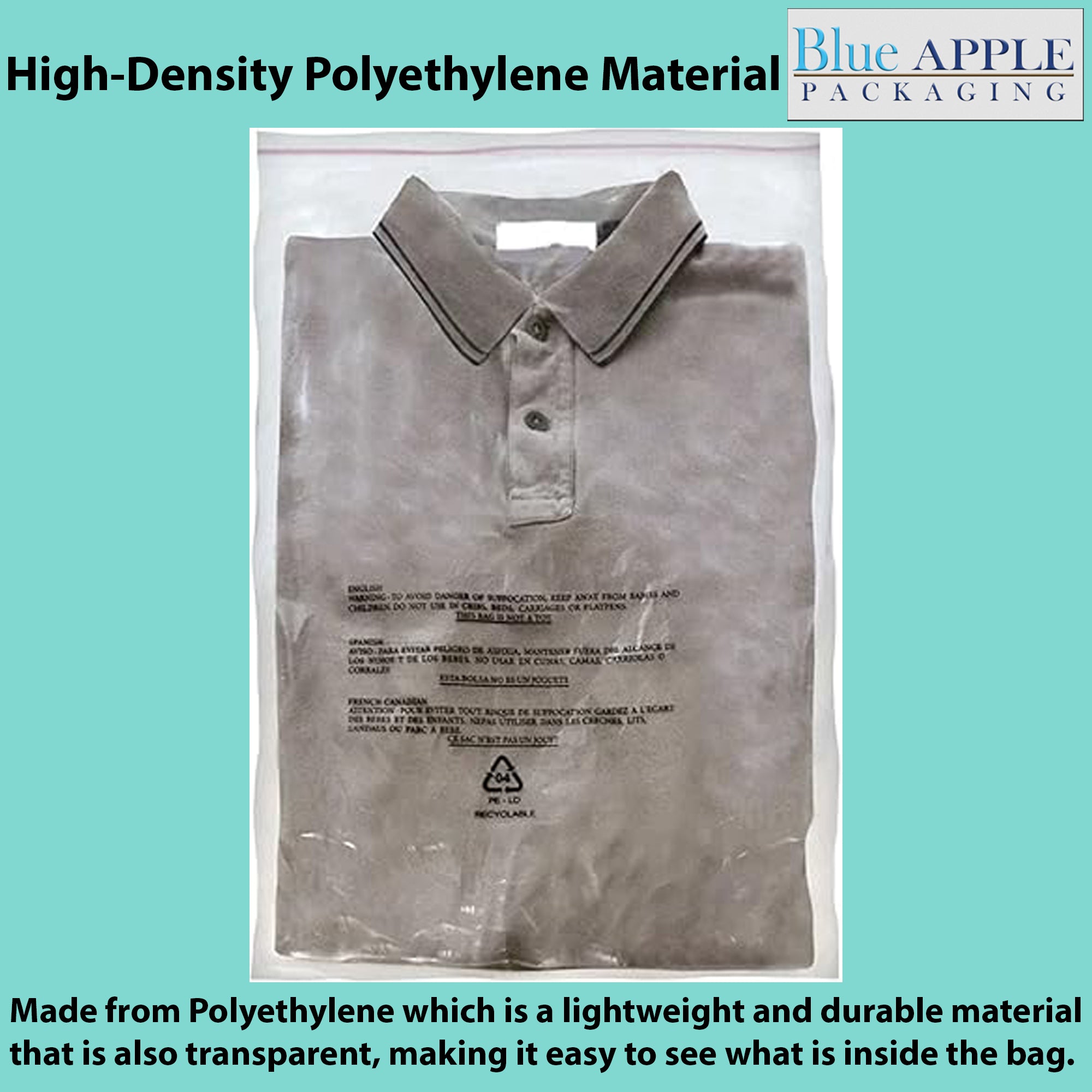 Poly Bags with suffocation warning 1.25 Mil 9 inch X 12 inch