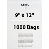 Poly Bags with suffocation warning 1.5 Mil 9X12 inches 1000 Bags