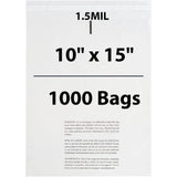 Poly Bags with suffocation warning 1.5 Mil 10X15 inches 1000 Bags