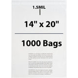 Poly Bags with suffocation warning 1.25 Mil 14 inch X 20 inch pack of 1000 Bags