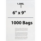 Poly Bags with suffocation warning 1.25 Mil 6 inch X 9 inch Pack 1000 Bags