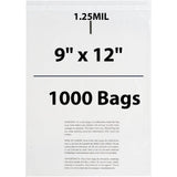 Poly Bags with suffocation warning 1.25 Mil 9 inch X 12 inch Pack of 1000 Bags