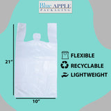 10X6X21 inches T Shirt Bags 0.65 Mil Plastronic® White (HDPE)