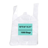 10X6X21 inches T Shirt Bags 0.65 Mil Plastronic® White (HDPE)