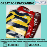 9X12 Inches Poly Bags With Suffocation Warning  1.5 Mil Lip and Tape