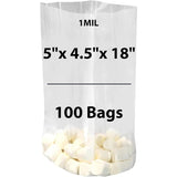 Clear Gusseted Poly bags 1 Mil, 5 inch X 4.5 inch X 18 inch Pack of 100 Bags