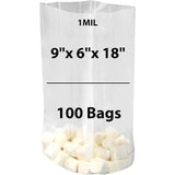 LDPE 1 mil 9" X 6" X 18" Clear Gusseted Poly Bags 100 Bags