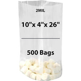 LDPE Clear Gusseted Poly Bags 2 mil 10" X 4" X 26" 500 Bags