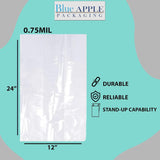 Clear Gusseted Poly bags 0.75 Mil, 12 inch X 6 inch X 24 inch