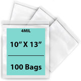 Resealable plastic bags 4 Mil Size: 10 inch (width) X 13 inch (Height) Pack of 100 Bags
