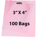 Anti Static Bags Flat 4 Mil, 3 inch (width) X 4 inch (Height) Pack of 100 Bags