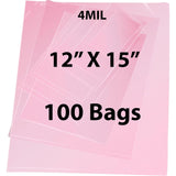 Anti Static Bags Flat 4 Mil, 12 inch (width) X 15 inch (Height) Pack of 100 Bags