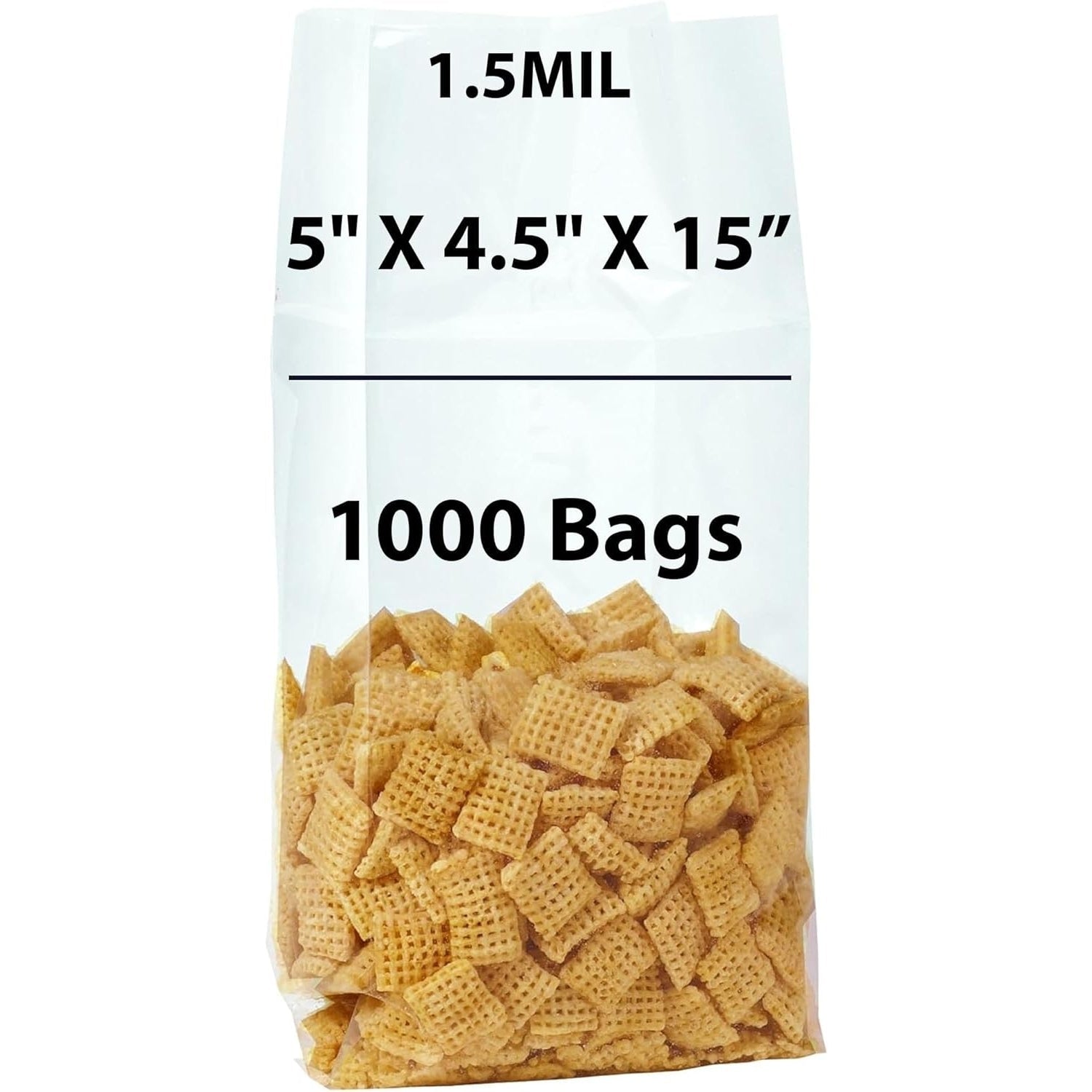 Gusseted Polypropylene Bags 1.5 Mil 5 inch X 4.5 inch X 15 inch Size 1000 bags