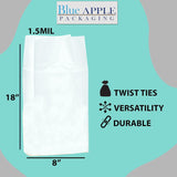 Gusseted Polypropylene Bags 1.5 Mil 8 inch X 4 inch X 18 inch Size