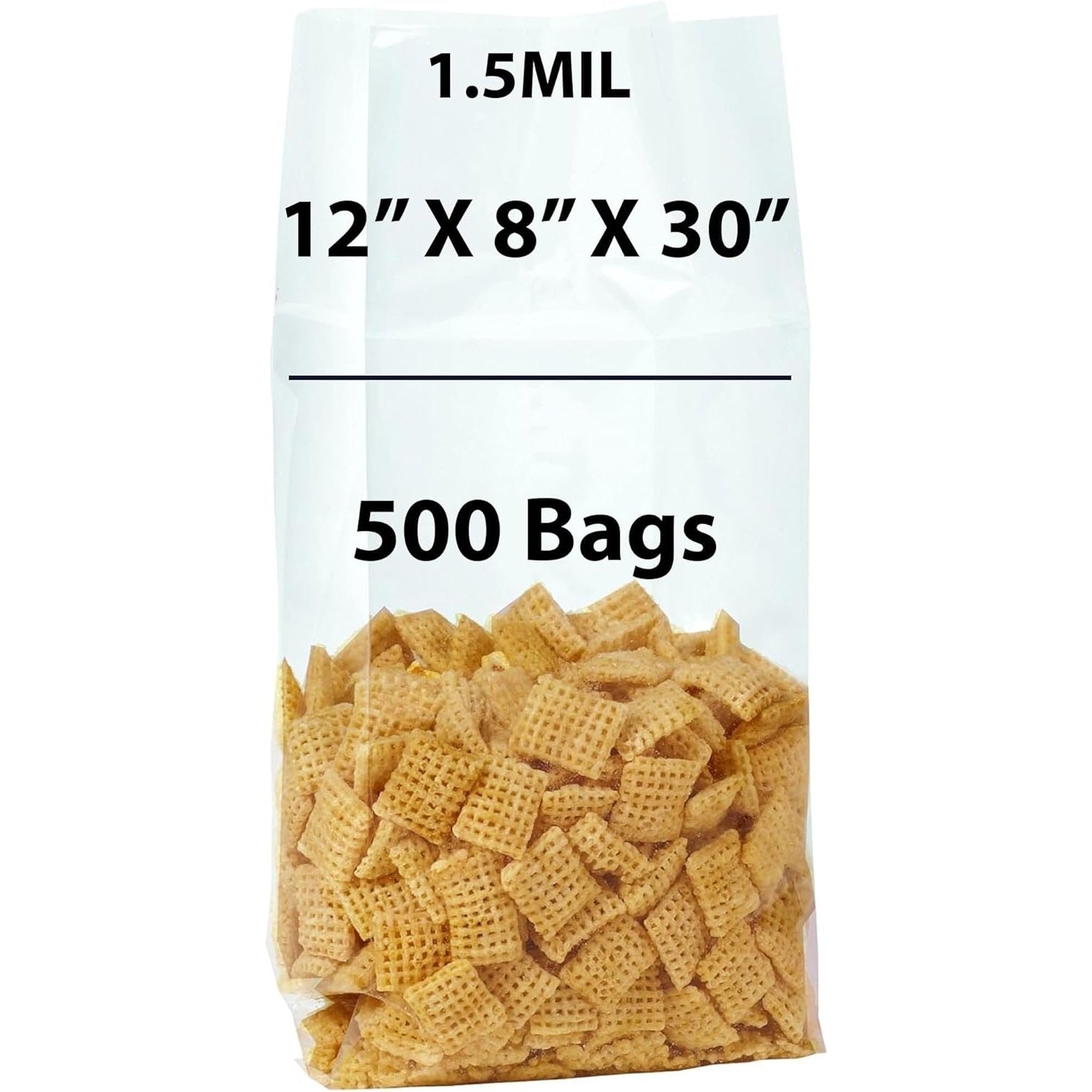 Gusseted Polypropylene Bags 1.5 Mil 12 inch X 8 inch X 30 inch Pack of 500 Bags