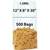 Gusseted Polypropylene Bags 1.5 Mil 12 inch X 8 inch X 30 inch Pack of 500 Bags
